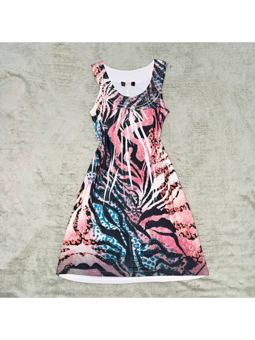 Rainbow Leopard Print Bedazzled Y2K Vintage 2000’s Jersey Shore Babydoll Dress